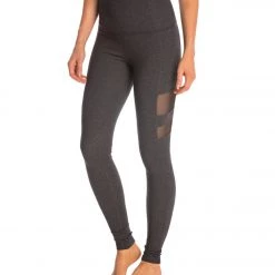 CLOTHING Beyond Yoga High Waist Striped Mesh Yoga Long Leggings Heather Gray