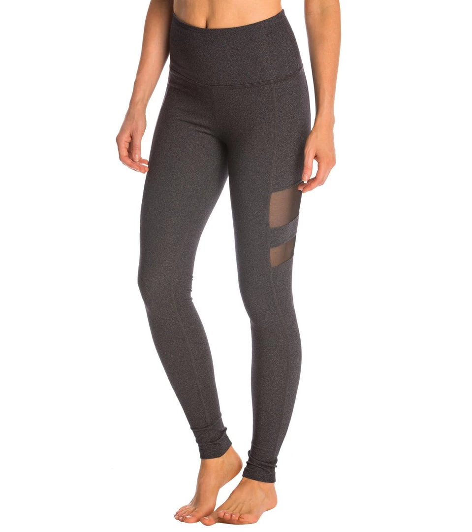 CLOTHING Beyond Yoga High Waist Striped Mesh Yoga Long Leggings Heather Gray 3 CLOTHING Beyond Yoga High Waist Striped Mesh Yoga Long Leggings Heather Gray