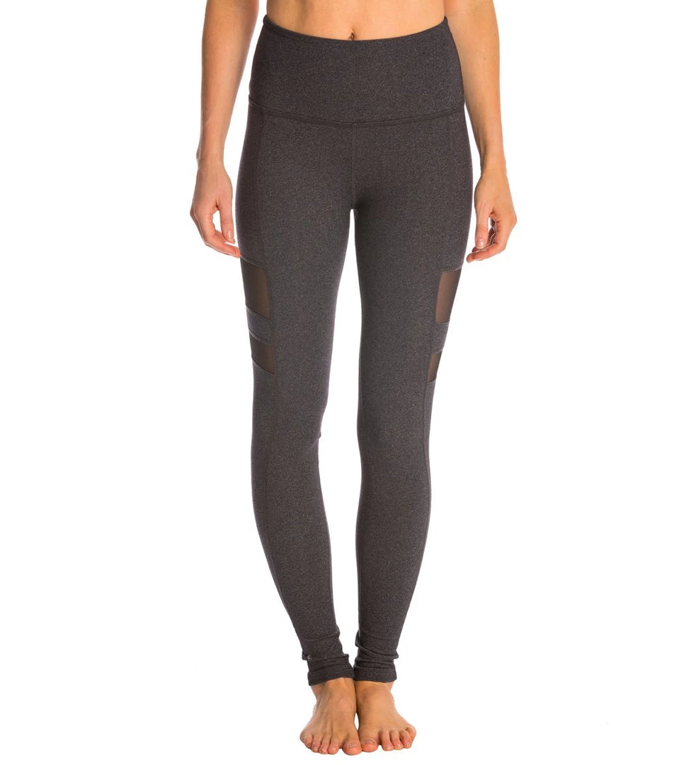 CLOTHING Beyond Yoga High Waist Striped Mesh Yoga Long Leggings Heather Gray 4 CLOTHING Beyond Yoga High Waist Striped Mesh Yoga Long Leggings Heather Gray