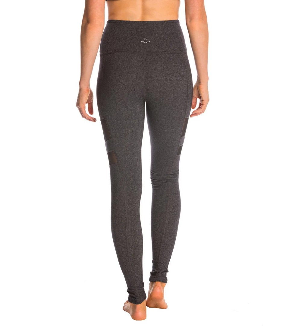 CLOTHING Beyond Yoga High Waist Striped Mesh Yoga Long Leggings Heather Gray 5 CLOTHING Beyond Yoga High Waist Striped Mesh Yoga Long Leggings Heather Gray