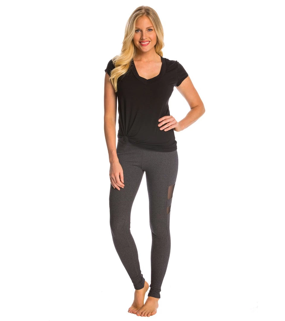 CLOTHING Beyond Yoga High Waist Striped Mesh Yoga Long Leggings Heather Gray 6 CLOTHING Beyond Yoga High Waist Striped Mesh Yoga Long Leggings Heather Gray