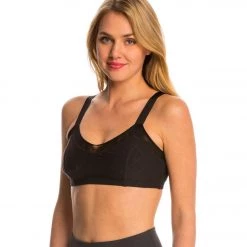 CLOTHING Beyond Yoga Quilted Mesh Lined Yoga Sports Bra Black