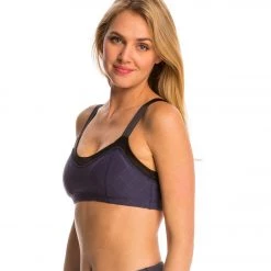 Beyond Yoga Quilted Mesh Lined Yoga Sports Bra Navy