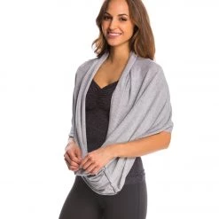 Beyond Yoga Modal Baby Terry Snap Yoga Scarf Heather Gray