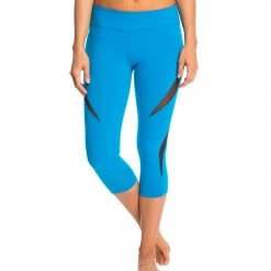 Beyond Yoga Double Panel Mesh Capris Aquatic Blue