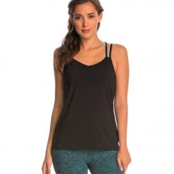 CLOTHING Beyond Yoga Sleek Stripe Strappy V-Back Cami Black