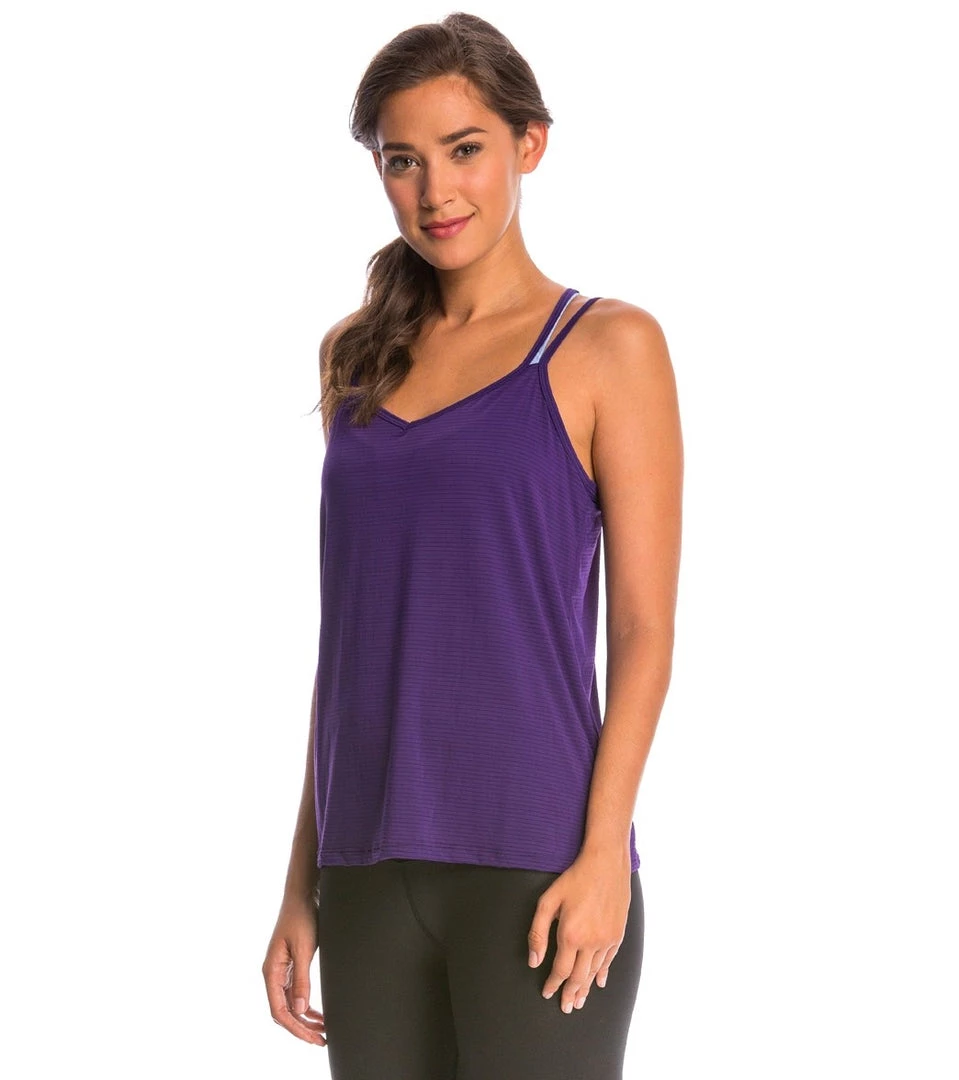 CLOTHING Beyond Yoga Sleek Stripe Strappy V-Back Cami Deep Iris 4 CLOTHING Beyond Yoga Sleek Stripe Strappy V-Back Cami Deep Iris