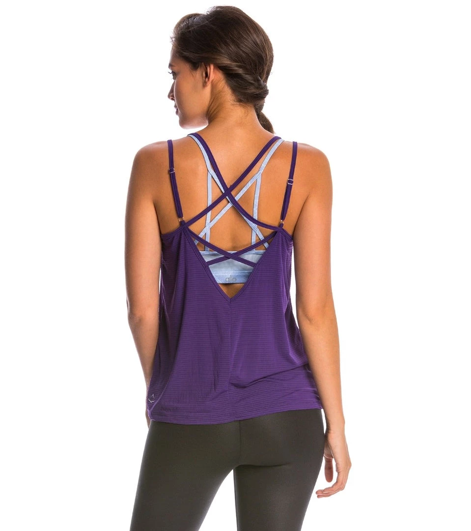 CLOTHING Beyond Yoga Sleek Stripe Strappy V-Back Cami Deep Iris 5 CLOTHING Beyond Yoga Sleek Stripe Strappy V-Back Cami Deep Iris
