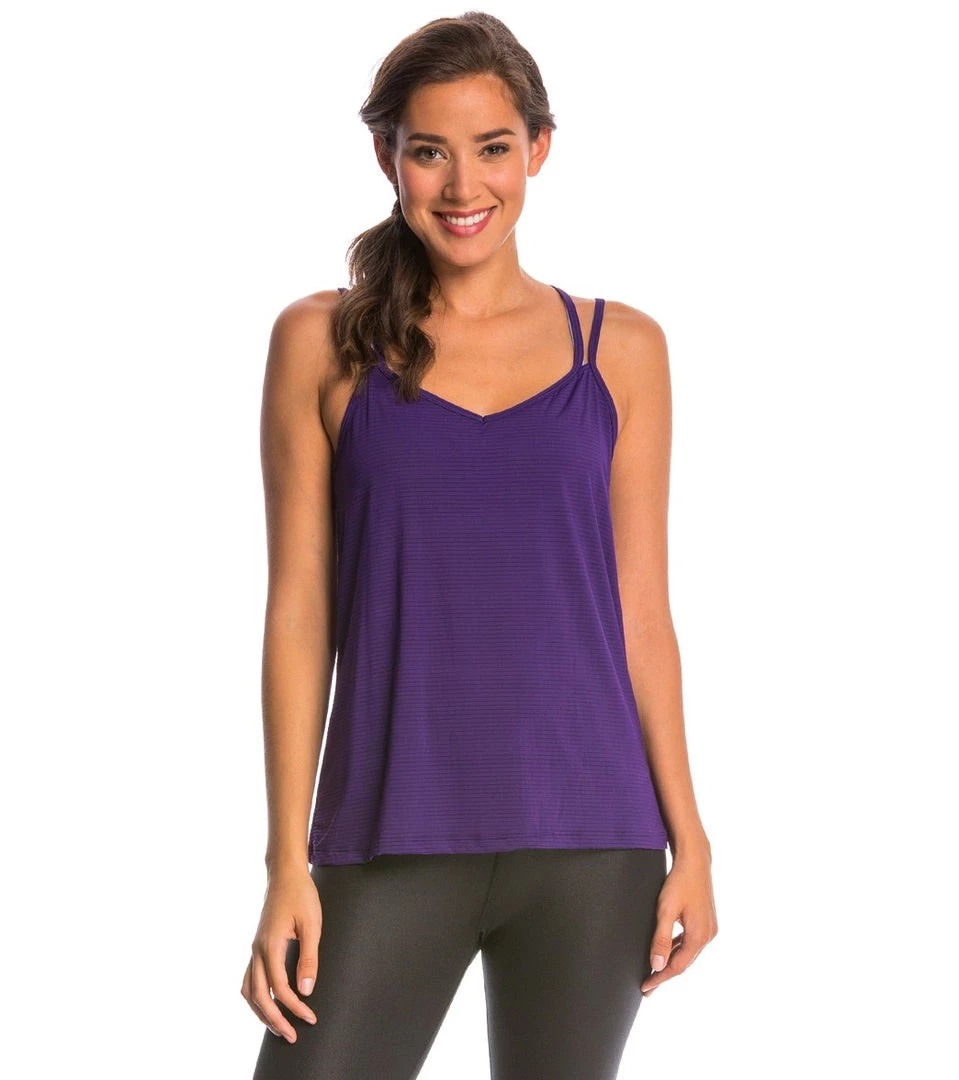 CLOTHING Beyond Yoga Sleek Stripe Strappy V-Back Cami Deep Iris 8 CLOTHING Beyond Yoga Sleek Stripe Strappy V-Back Cami Deep Iris