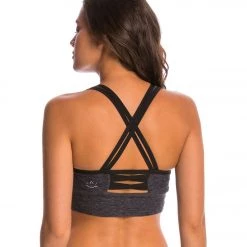 Beyond Yoga Spacedye Crossover Back Yoga Sports Bra Black-Steel