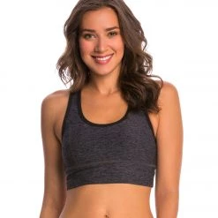 Beyond Yoga Spacedye Crossover Back Yoga Sports Bra Black-Steel