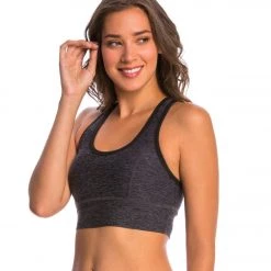 Beyond Yoga Spacedye Crossover Back Yoga Sports Bra Black-Steel