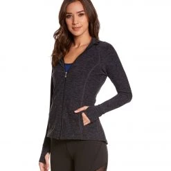 CLOTHING Beyond Yoga Spacedye Pleated Back Yoga Jacket Black-Steel