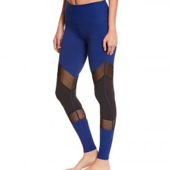 Beyond Yoga Deco Mirror Paneled Yoga Leggings Black-Cobalt CLOTHING