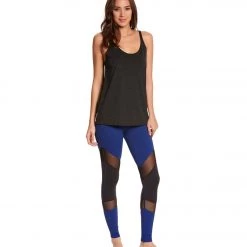 Beyond Yoga Deco Mirror Paneled Yoga Leggings Black-Cobalt CLOTHING