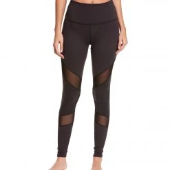 Beyond Yoga Deco Mirror Paneled Yoga Leggings Black-Steel