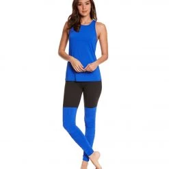 Beyond Yoga Sleek Stripe Waterfall Swing Yoga Tank Top Cobalt