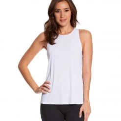 Beyond Yoga Sleek Stripe Waterfall Swing Yoga Tank Top White