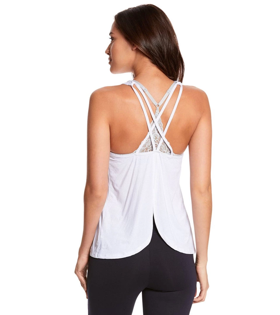 Beyond Yoga Sleek Stripe Waterfall Swing Yoga Tank Top White 5 Beyond Yoga Sleek Stripe Waterfall Swing Yoga Tank Top White