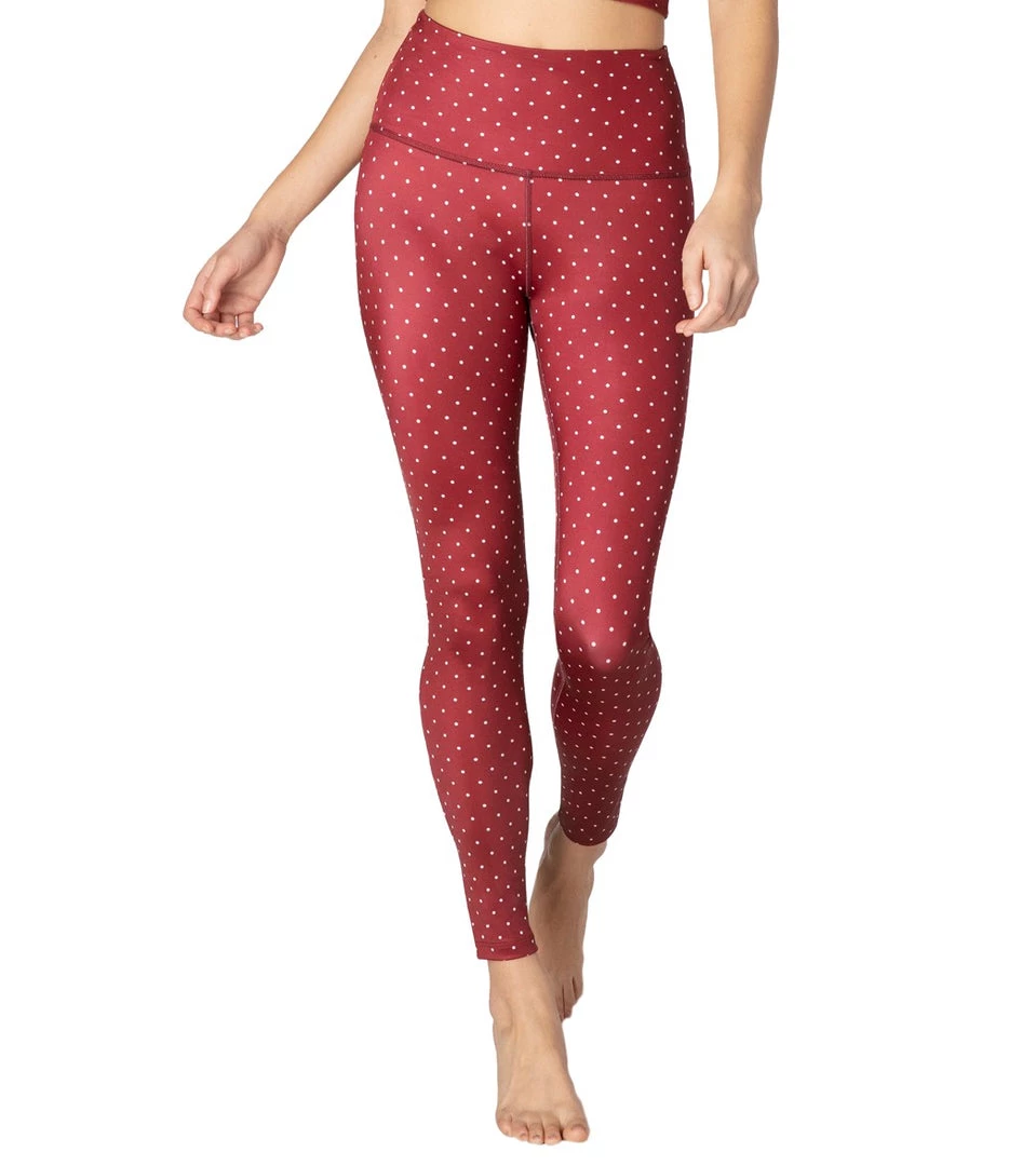CLOTHING Beyond Yoga Lux Printed High Waisted Yoga Leggings Front Runner Dot Team Burgundy 3 CLOTHING Beyond Yoga Lux Printed High Waisted Yoga Leggings Front Runner Dot Team Burgundy