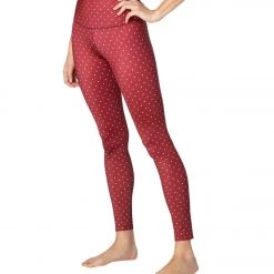 CLOTHING Beyond Yoga Lux Printed High Waisted Yoga Leggings Front Runner Dot Team Burgundy 9 CLOTHING Beyond Yoga Lux Printed High Waisted Yoga Leggings Front Runner Dot Team Burgundy