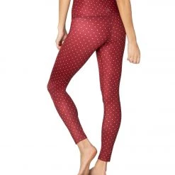 CLOTHING Beyond Yoga Lux Printed High Waisted Yoga Leggings Front Runner Dot Team Burgundy 10 CLOTHING Beyond Yoga Lux Printed High Waisted Yoga Leggings Front Runner Dot Team Burgundy