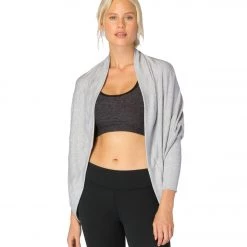 Beyond Yoga Cozy Fleece Convertible Cardigan Heather Gray CLOTHING