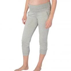 CLOTHING Beyond Yoga: Beyond The Bump Cozy Fleece Maternity Foldover Joggers Light Heather Gray