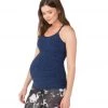 Beyond Yoga: Beyond The Bump Spacedye Maternity Slim Racerback Yoga Tank Top Black-Cobalt CLOTHING