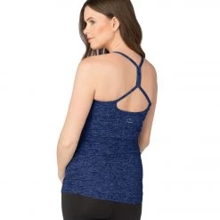 Beyond Yoga: Beyond The Bump Spacedye Maternity Slim Racerback Yoga Tank Top Black-Cobalt CLOTHING