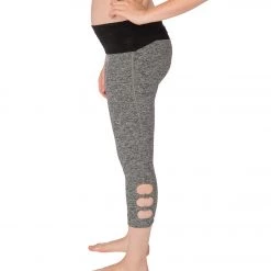 Beyond Yoga: Beyond The Bump Spacedye Maternity Circle Cut-Out Yoga Capris Black-White