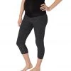 Beyond Yoga: Beyond The Bump Spacedye Fold Down Maternity Yoga Capris Black-Steel