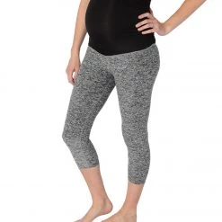 CLOTHING Beyond Yoga: Beyond The Bump Spacedye Fold Down Maternity Yoga Capris Black-White