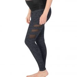 CLOTHING Beyond Yoga: Beyond The Bump Spacedye Maternity Triple Mesh Yoga Leggings Black-Steel