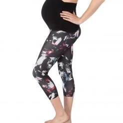 CLOTHING Beyond Yoga: Beyond The Bump Lux Print Fold Down Maternity Yoga Capris Palette