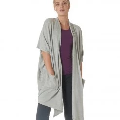 CLOTHING Beyond Yoga Cozy Fleece Origami Cardigan Light Heather Gray