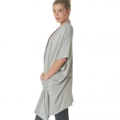 CLOTHING Beyond Yoga Cozy Fleece Origami Cardigan Light Heather Gray