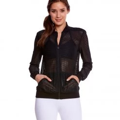 Beyond Yoga So Bomber Mesh Jacket Jet Black CLOTHING