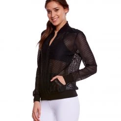 Beyond Yoga So Bomber Mesh Jacket Jet Black CLOTHING
