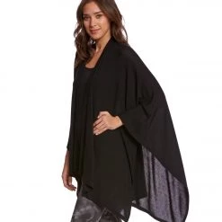 Beyond Yoga Open All Night Poncho Black