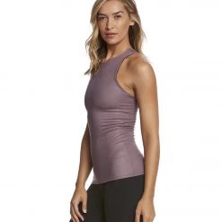 Onzie Long X-Back Yoga Tank Top Purple Haze Fishnet CLOTHING