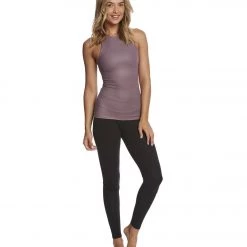 Onzie Long X-Back Yoga Tank Top Purple Haze Fishnet CLOTHING