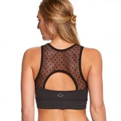 Beyond Yoga Polka Dot Mesh Converged Yoga Bralette Black