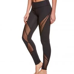 Beyond Yoga Polka Dot Mesh Converged Yoga Leggings Black