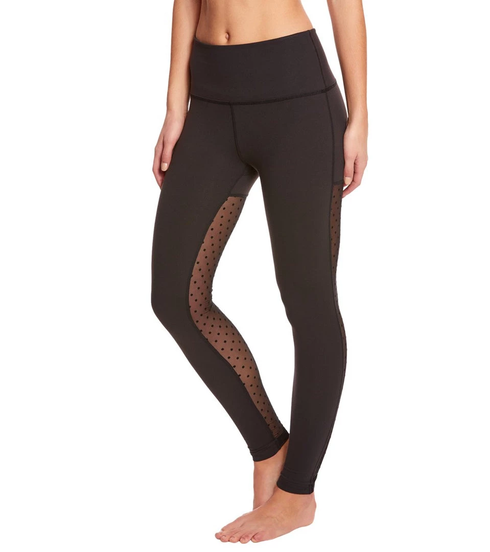Beyond Yoga Polka Dot Mesh Back High Waisted Yoga Leggings Black CLOTHING 3 Beyond Yoga Polka Dot Mesh Back High Waisted Yoga Leggings Black CLOTHING