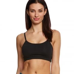 Beyond Yoga Kate Spade Cinched Bow Yoga Sports Bra Jet Black CLOTHING