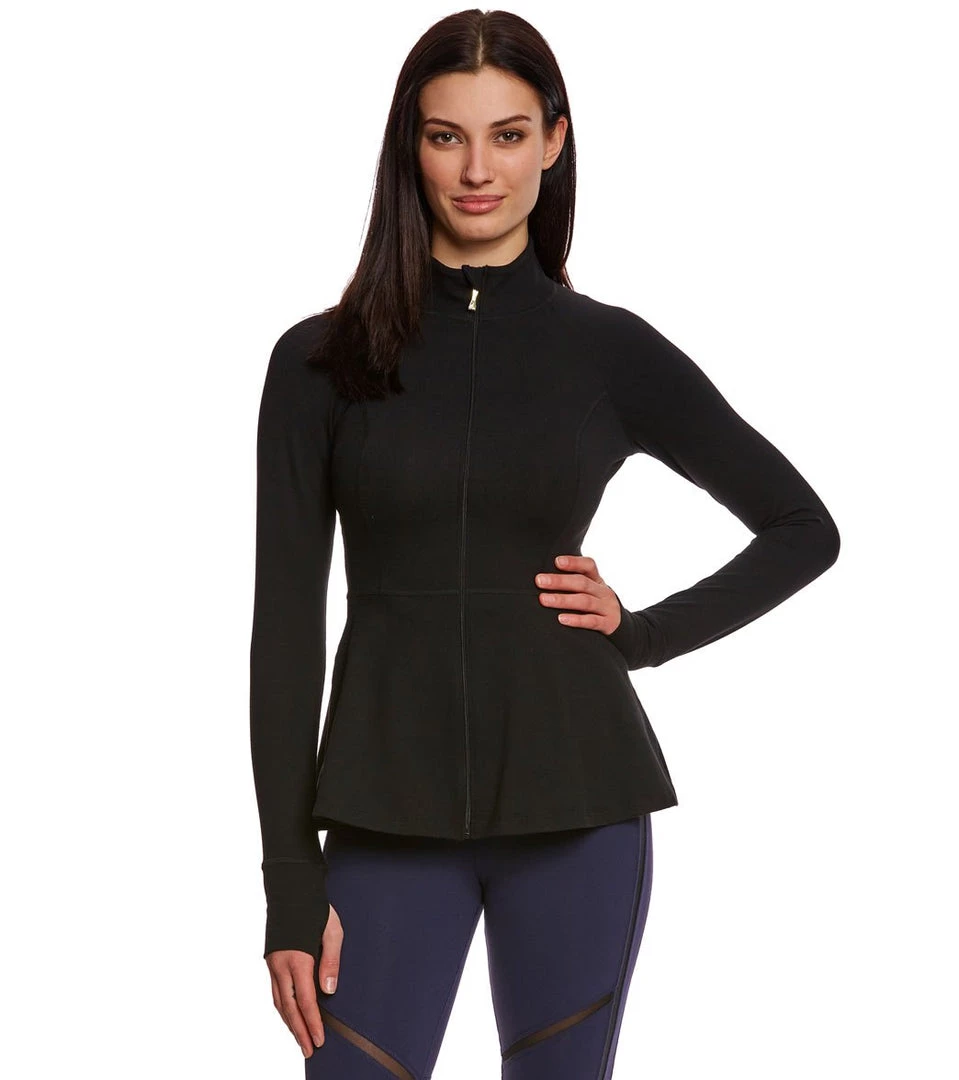 Beyond Yoga Kate Spade Back Bow Flounce Workout Jacket Jet Black 3 Beyond Yoga Kate Spade Back Bow Flounce Workout Jacket Jet Black