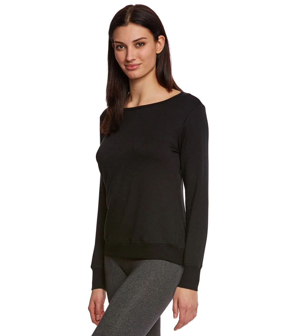 Beyond Yoga Kate Spade Modal Terry Bow Pullover Jet Black CLOTHING 4 Beyond Yoga Kate Spade Modal Terry Bow Pullover Jet Black CLOTHING