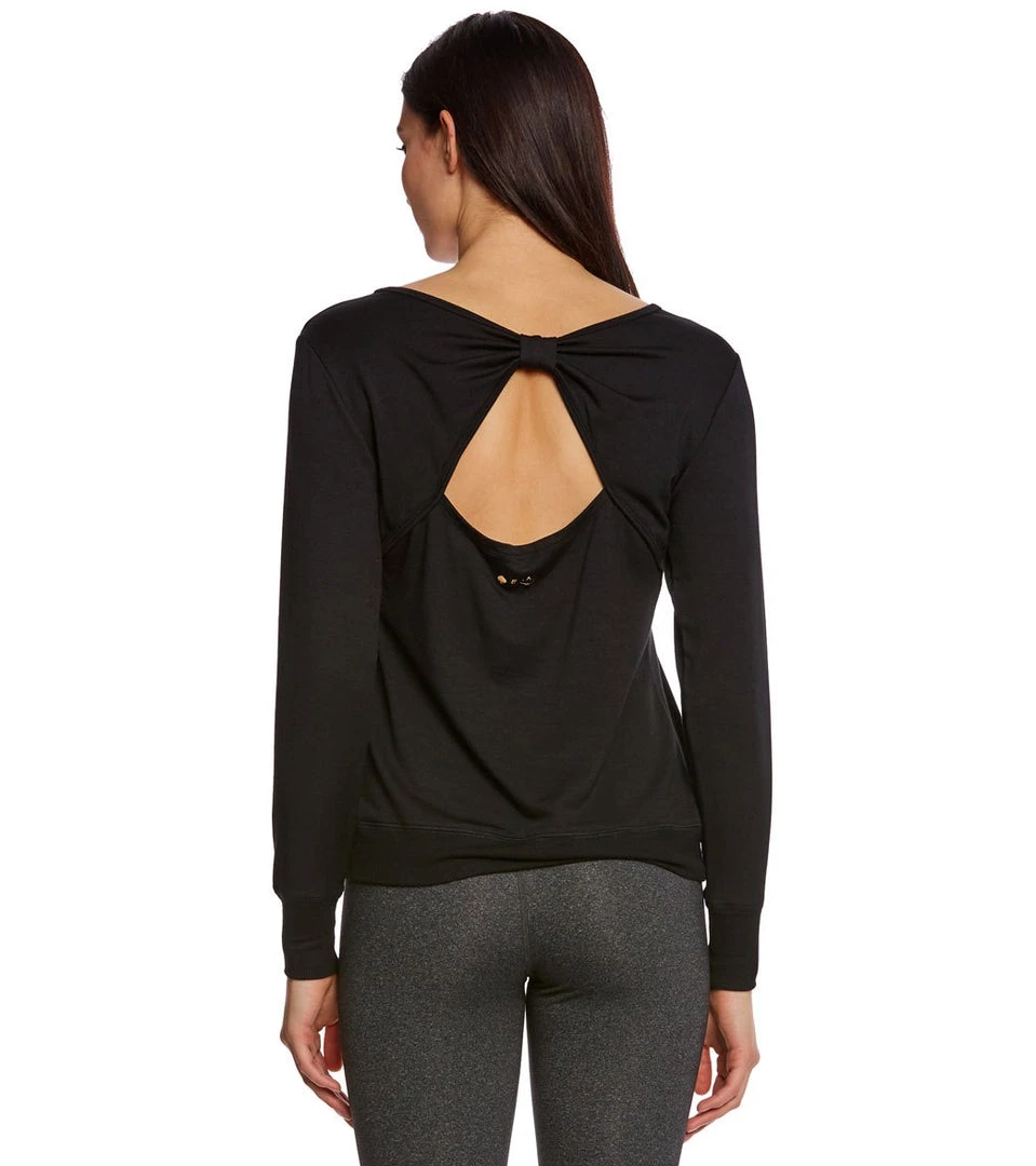 Beyond Yoga Kate Spade Modal Terry Bow Pullover Jet Black CLOTHING 5 Beyond Yoga Kate Spade Modal Terry Bow Pullover Jet Black CLOTHING