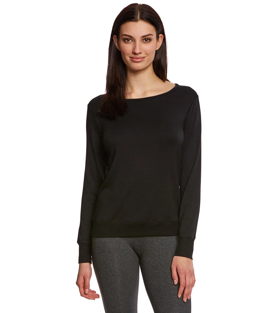 Beyond Yoga Kate Spade Modal Terry Bow Pullover Jet Black CLOTHING 8 Beyond Yoga Kate Spade Modal Terry Bow Pullover Jet Black CLOTHING